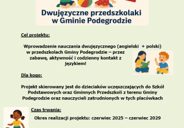 Rekrutacja do projektu „Let’s play! Dwujęzyczne przedszkolaki w Gminie Podegrodzie”